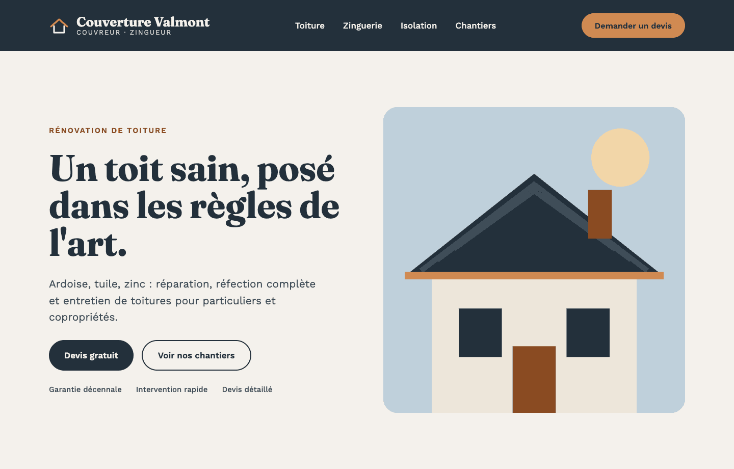 Exemple de site pour un couvreur zingueur